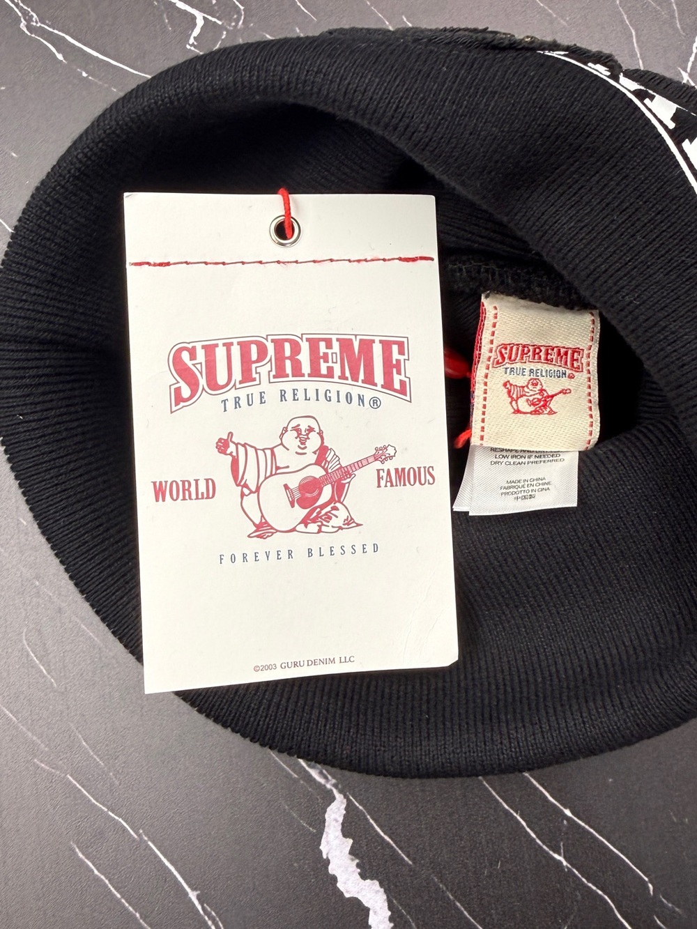 Supreme Black Beanie with Studded Horseshoe Patch - Picture 5 of 5